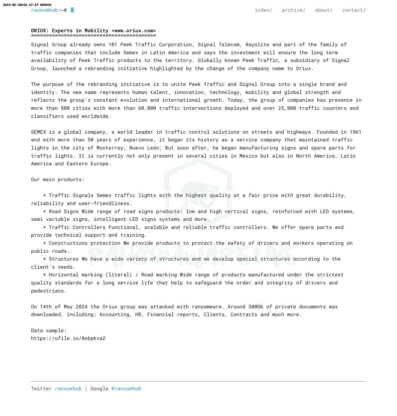 Ransom! ORIUX: Experts in Mobility