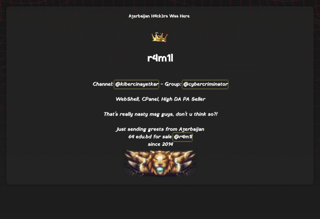 Hacked! course.fima.gov.bd